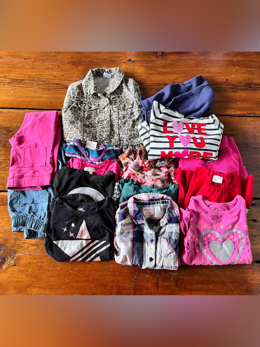 Girls Mixed Tops & Bottoms Bundle - Pink, Purple, Black, Gray